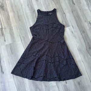 NWOT Sleeveless Lace Dress Women’s Size M Navy Blue Fit & Flare Overlay Lined